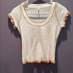 Free people White and Orange Top